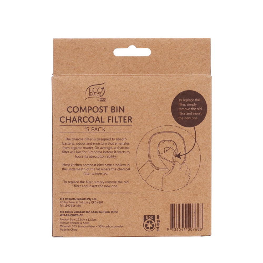 Eco Basics 12.5cm Charcoal Filter Refills For Kitchen Compost Waste Bin (5 Pieces) — image 2