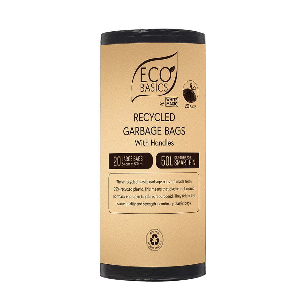 Eco Basics 50L Recycled Garbage/Waste Bags/Bin Liner (20 Pieces)