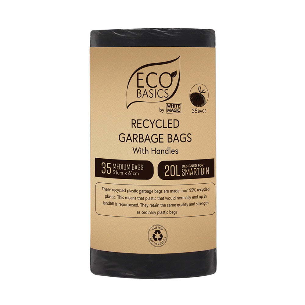 Eco Basics Recycled Plastic Garbage/Waste Home/Kitchen Trash Bags/Bin Liner — 20l