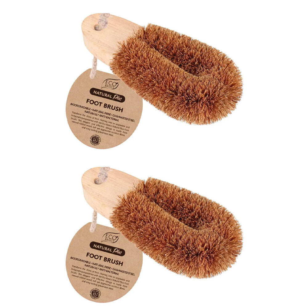 Eco Basics Natural Plus Anti-Bacterial Foot Care Cleaning Dry/Wet Brush (2 Pack)