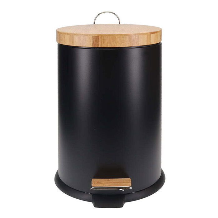 Eco Basics 12L Rubbish Bin/Trash Garbage Can Waste Container Storage Round Black — image 3