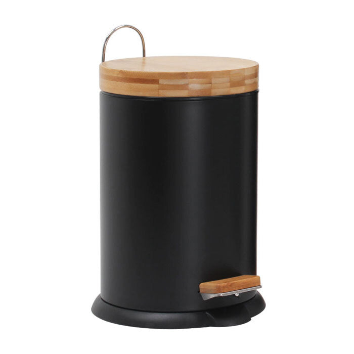 Eco Basics 3L Rubbish Bin/Trash Garbage Can Waste Container Storage Round Black — image 2