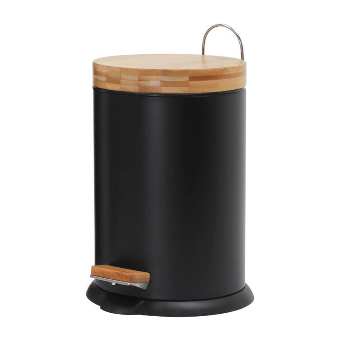 Eco Basics 3L Rubbish Bin/Trash Garbage Can Waste Container Storage Round Black — image 3