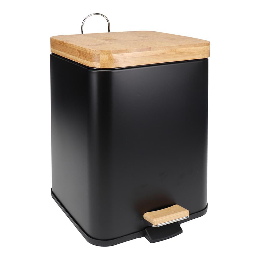 Eco Basics Rubbish Durable Plastic Bin Square 6L w/ Soft Close Lid Black — image 3