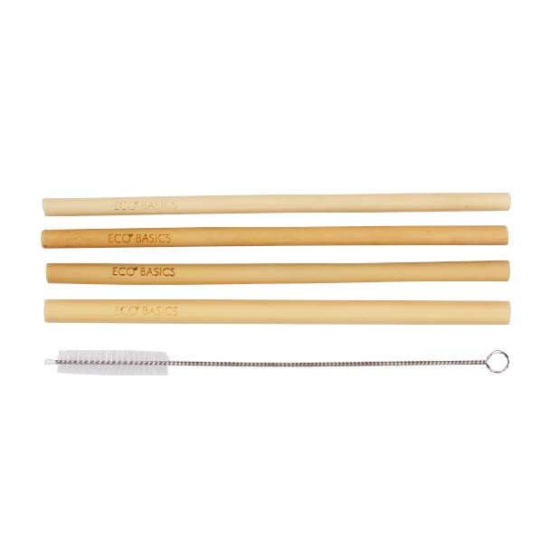 Eco Basics 23cm Reusable Bamboo Drinking Beverage Straws Straight Washable (4 Pack) — image 3