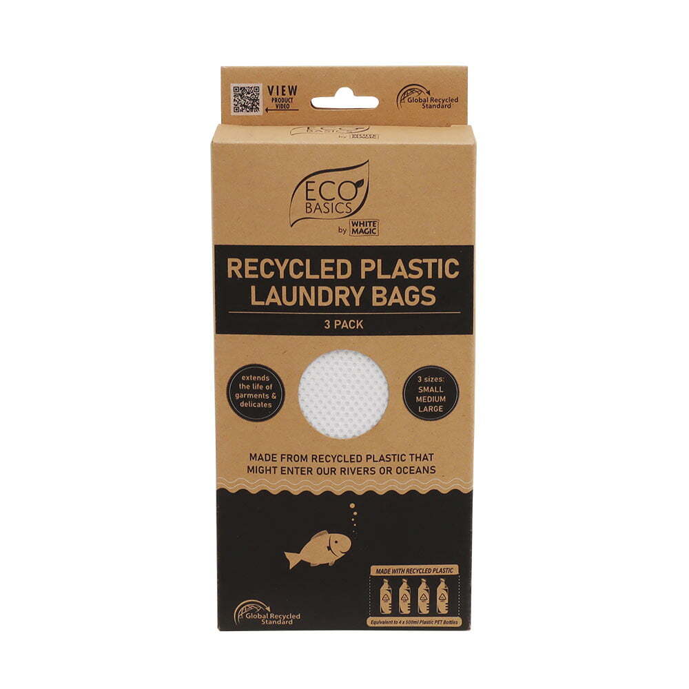 White Magic Eco Basics Recycled Plastic Zippered Laundry Wash Bags Clothes Cleaning Pouch — image 2