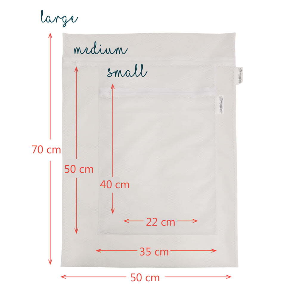 White Magic Eco Basics Recycled Plastic Zippered Laundry Wash Bags Clothes Cleaning Pouch — image 4