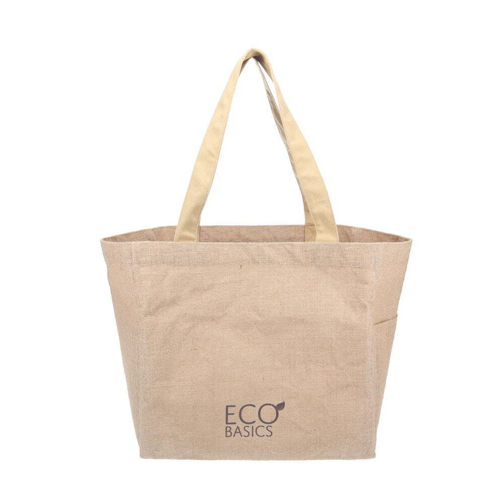 Eco Basics Reusable Jute Shopping Bag/Tote Storage Handbag w/ Carry Handle Beige — image 6