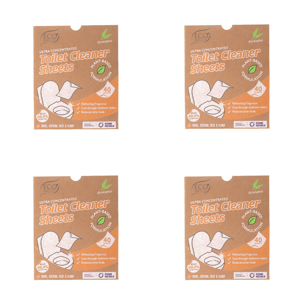 Eco Basics 40pc Eco Basics Toilet Cleaner Detergent Sheets w/ Eucalyptus Scent 17cm (4 Pack)