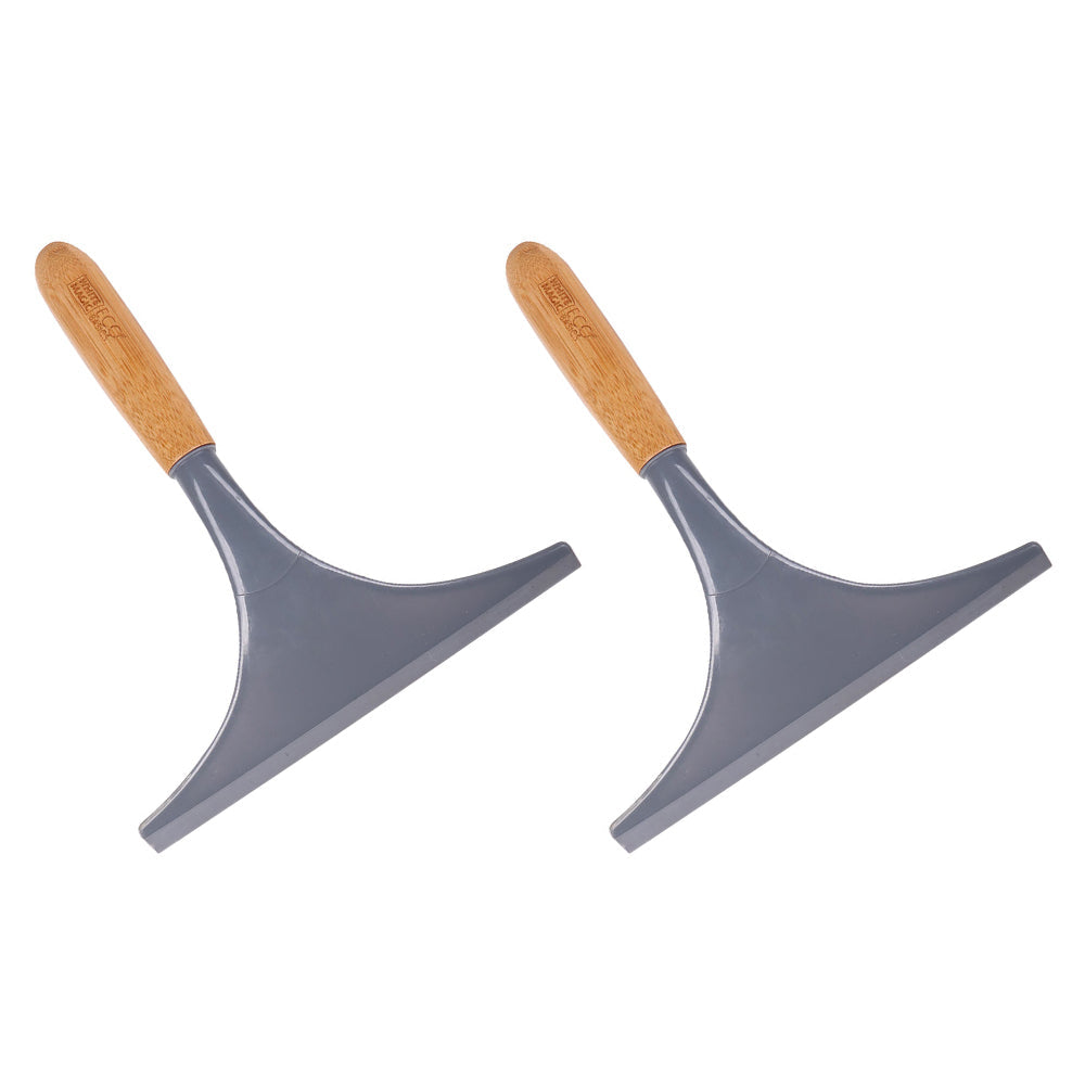 White Magic Bamboo/Rubber Squeegee 24cm Eco Basics Bathroom Glass/Window (2 Pack)