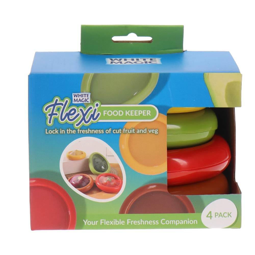 White Magic Flexi Food Keeper/Storage Organisers Set w/ Non-Slip Silicone Cover (4 Pieces)