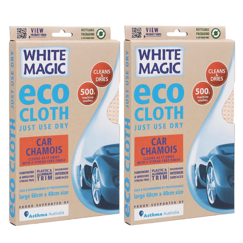 White Magic Eco 60x40cm Towel Drying Cloth Car Cleaning Chamois Large Orange (2 Pack)