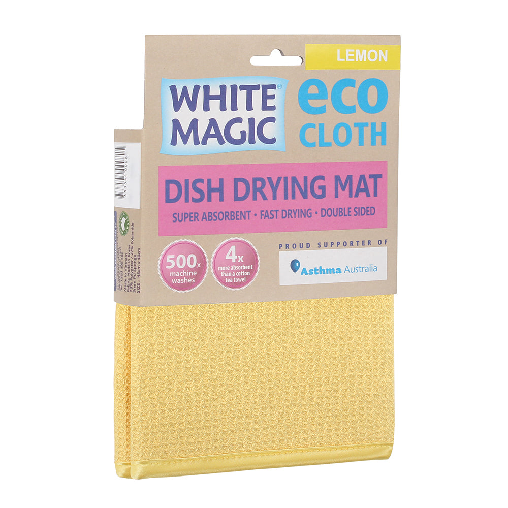 White Magic Dish/Bowl Drying Mat Kitchen Absorbent Pad Double Sided Cloth Lemon — image 2