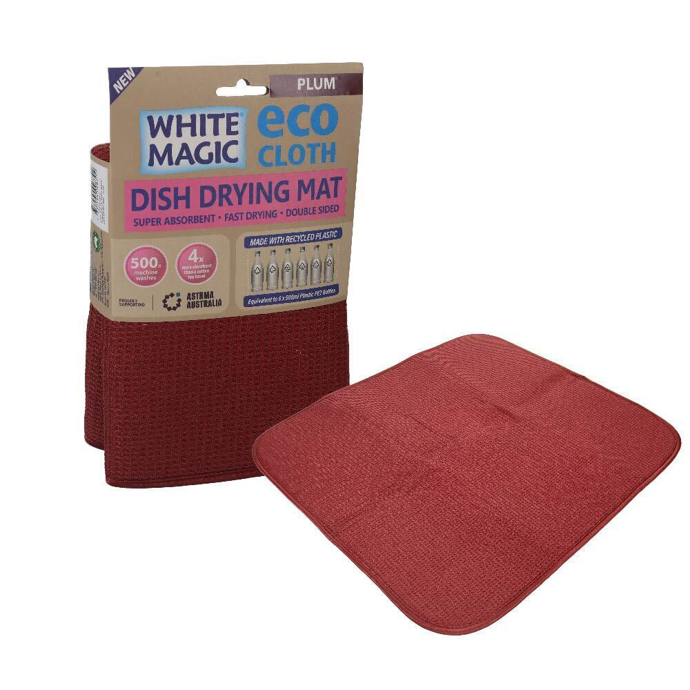 Eco Cloth White Magic Eco Cloth 20x15cm Kitchen Dish Plate/Glass Cutlery Drying Mat Plum
