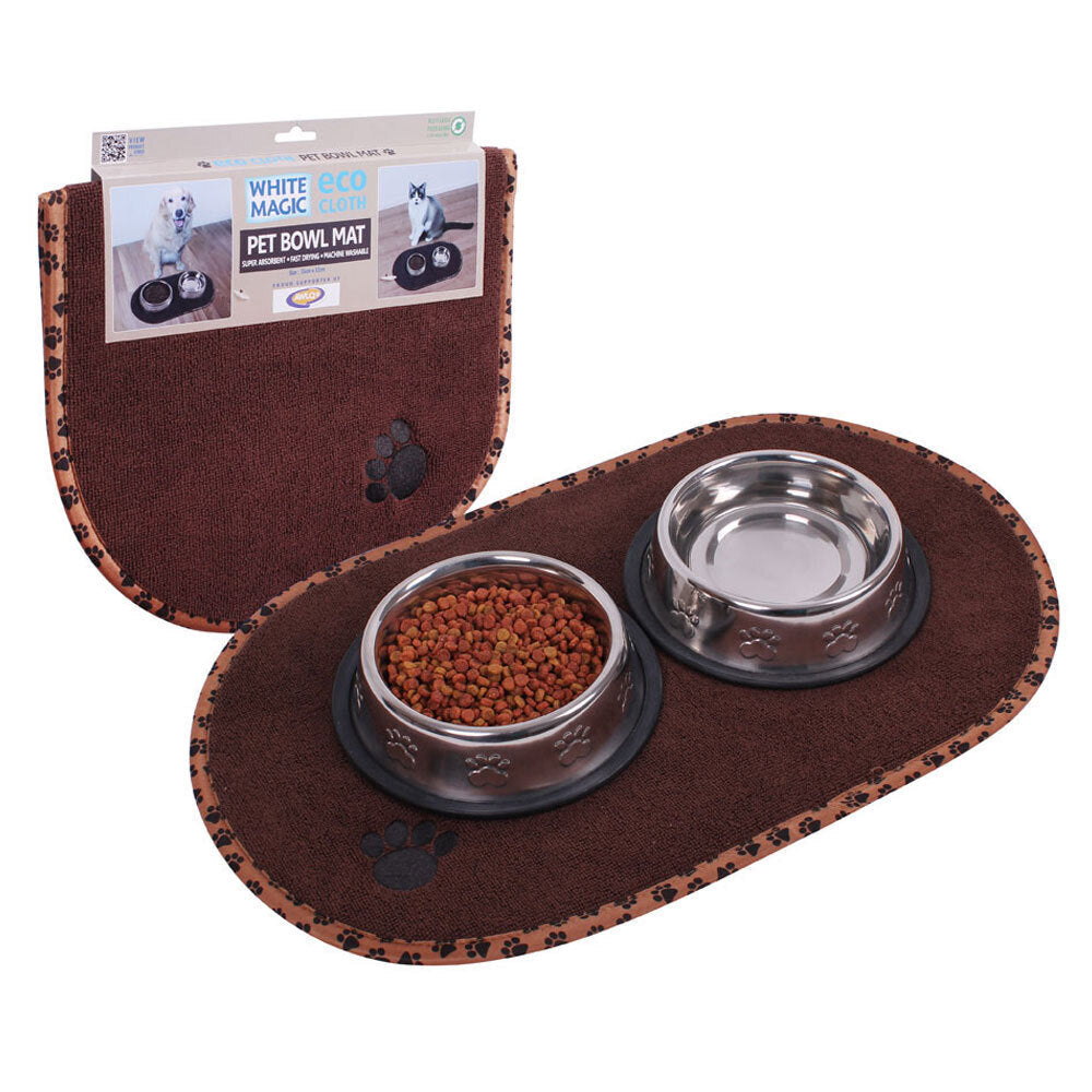 White Magic 55x32cm Ecocloth Microfibre Pet Dog/Cat Non-Slip Food Dish Bowl Mat — image 2