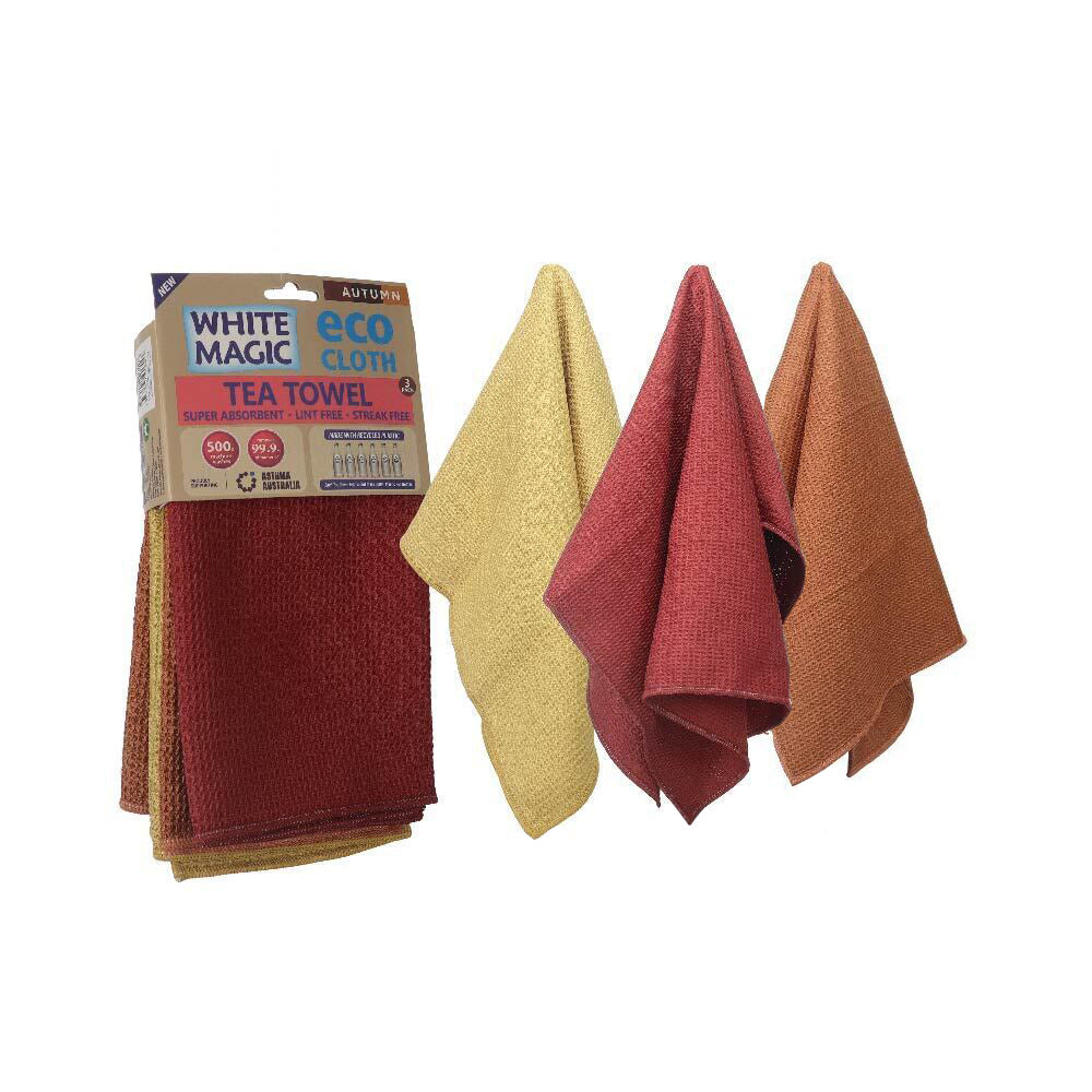 Eco Cloth White Magic 70x50cm Eco Cloth Tea Towel Kitchen Dish Drying/Cleaning Autumn (3 Pieces)