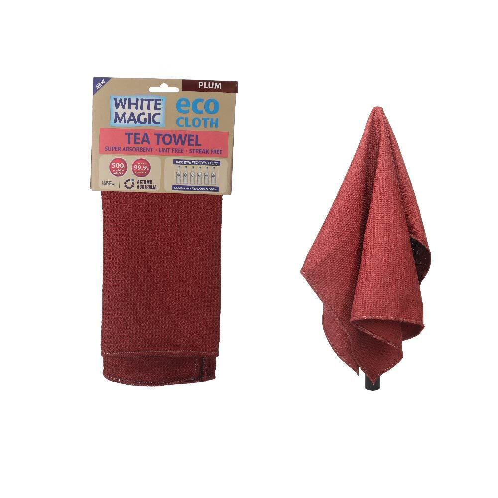 Eco Cloth White Magic Microfibre 70x50cm Eco Cloth Tea Towel Single Cleaning/Drying Plum