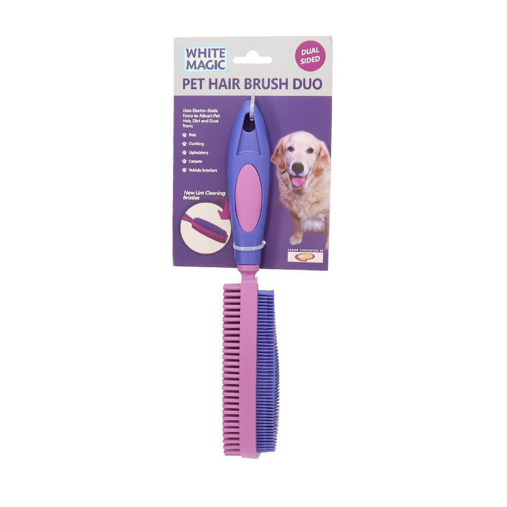White Magic Rubber 27cm Pet/Dog Hair Grooming Brush Duo Dirt/Lint Removing Comb