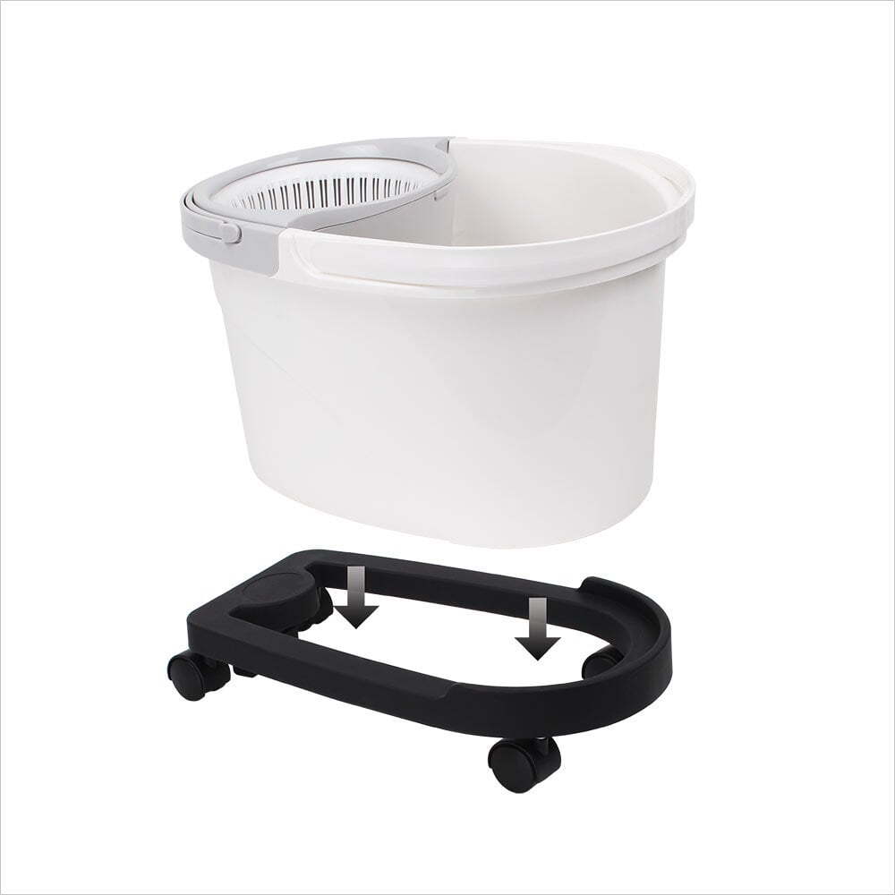 White Magic Portable Trolley Rolling Wheels For Cleaning Spin Mop Bucket Black — image 2