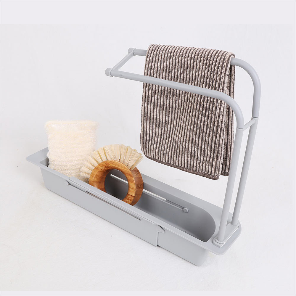 White Magic 50cm Adjustable Kitchen Sink Organiser Storage Towel Rack/Basket — image 2