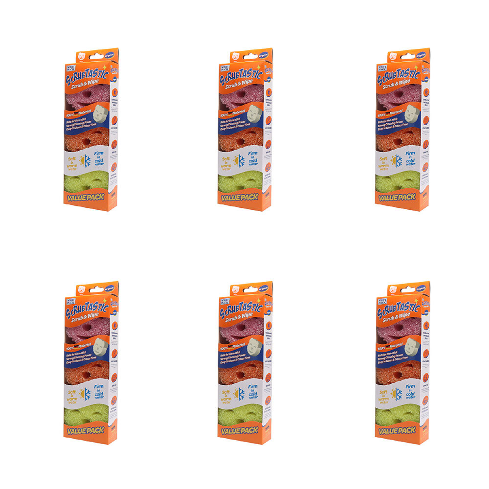 White Magic 3pc White Magic Scrubtastic Scrub & Wipe Sponge Surface/Dish Dirt Cleaner (6 Pack)