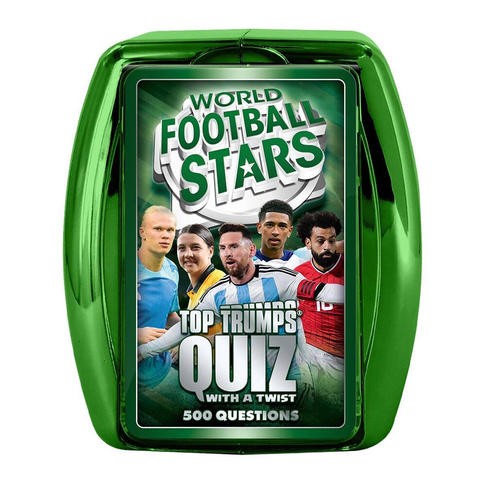 Top Trumps Quiz World Football Stars Kids Card Game Green w/ Plastic Case 7+