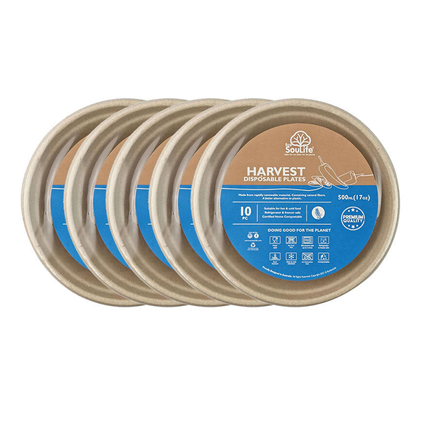 Eco Soulife 10pc Eco SouLife Compostable Harvest Party Food 500ml Bowl/Plate (5 Pack)