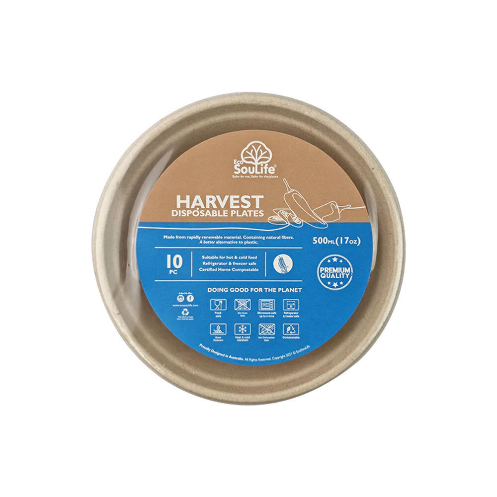 Eco Soulife Disposable/Compostable Harvest Party Food 500ml Bowl/Plate (10 Pieces)