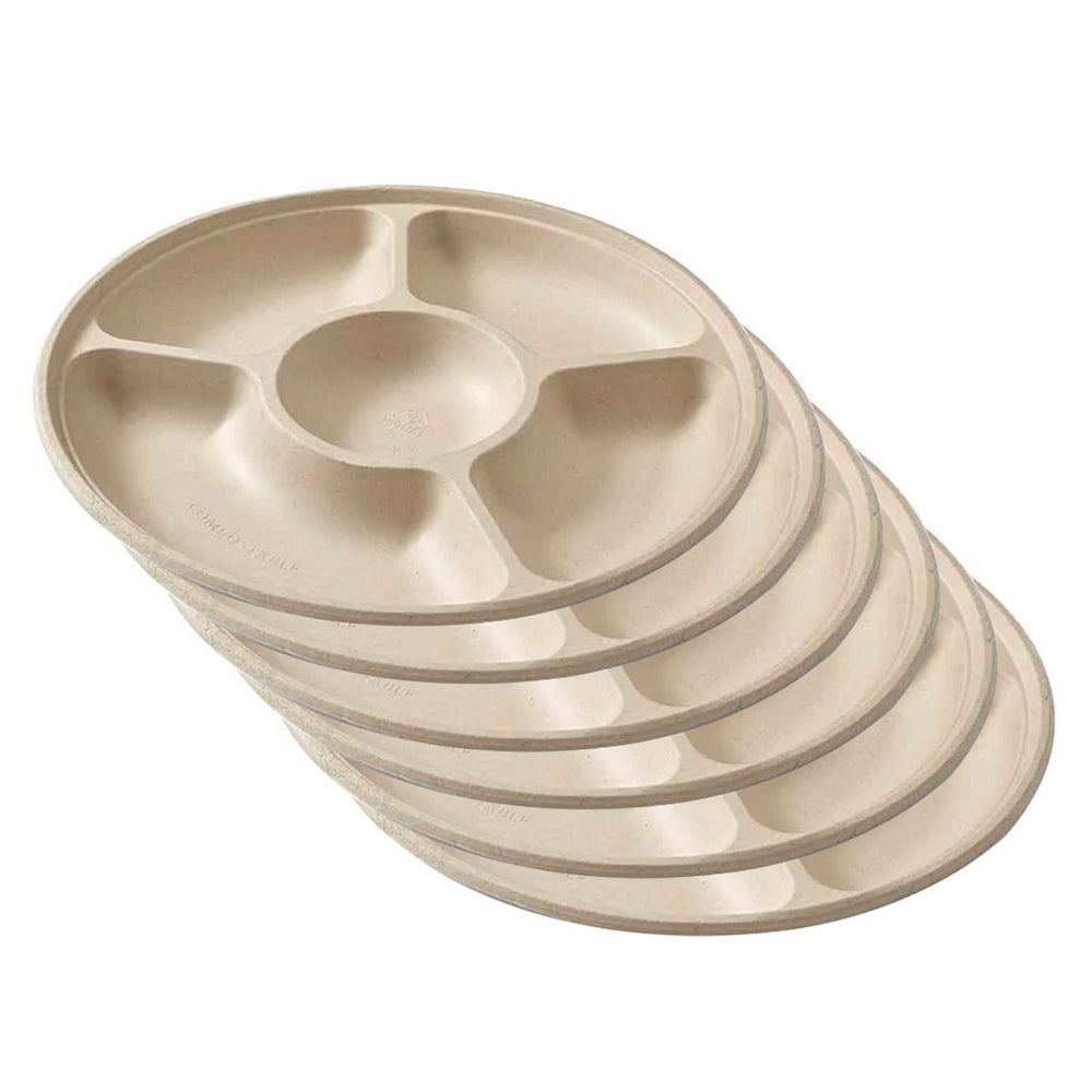 Eco Soulife 2pc Eco SouLife Disposable Compostable Harvest Compartment Serving Tray 35cm (3 Pack)