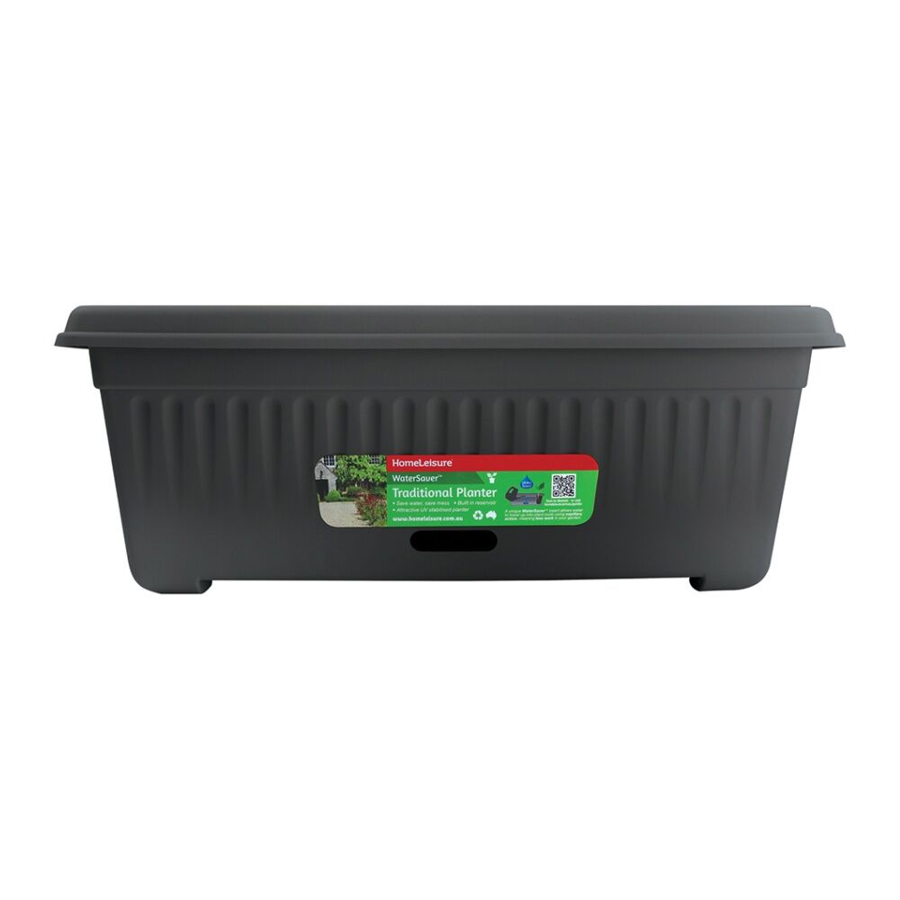 Homeleisure WaterSaver Traditional Rect Planter Flower/Plant Pot 48cm Charc