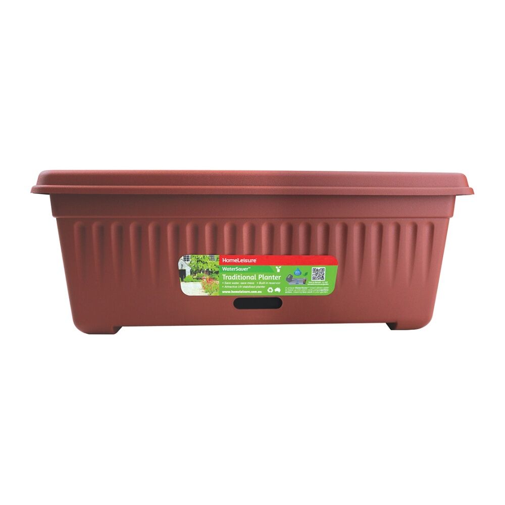 Homeleisure WaterSaver Traditional Rect Planter Flower Pot 48cm Manor Red