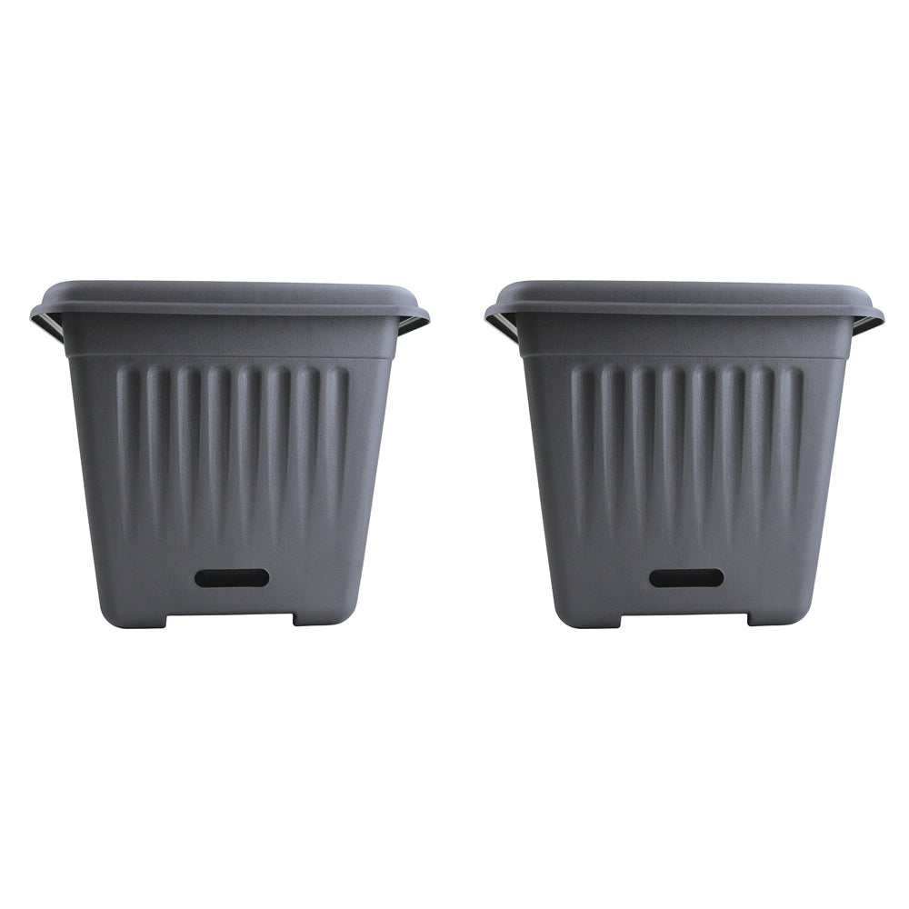 Homeleisure WaterSaver Traditional Square Planter Plant Pot 28cm Charcoal (2 Pack)