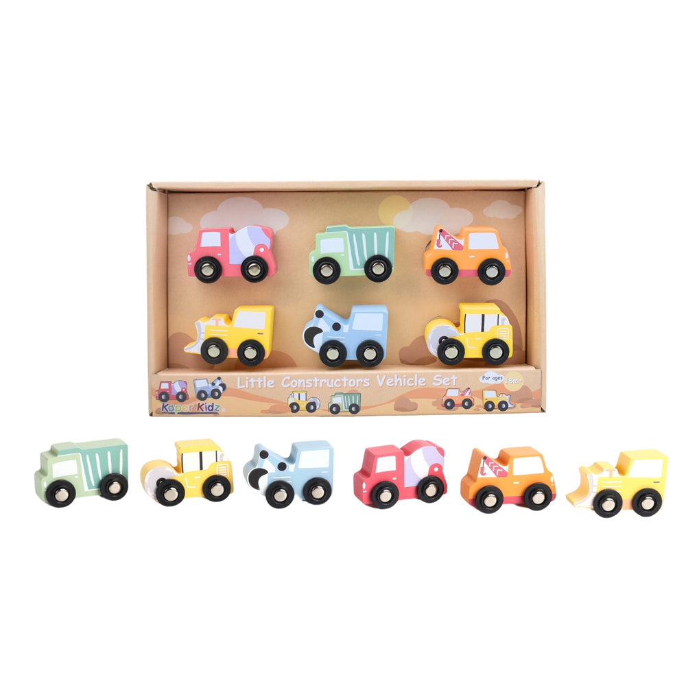 Kaper Kidz Wooden Little Constructors Vehicle Toy Set 6pc 18m+