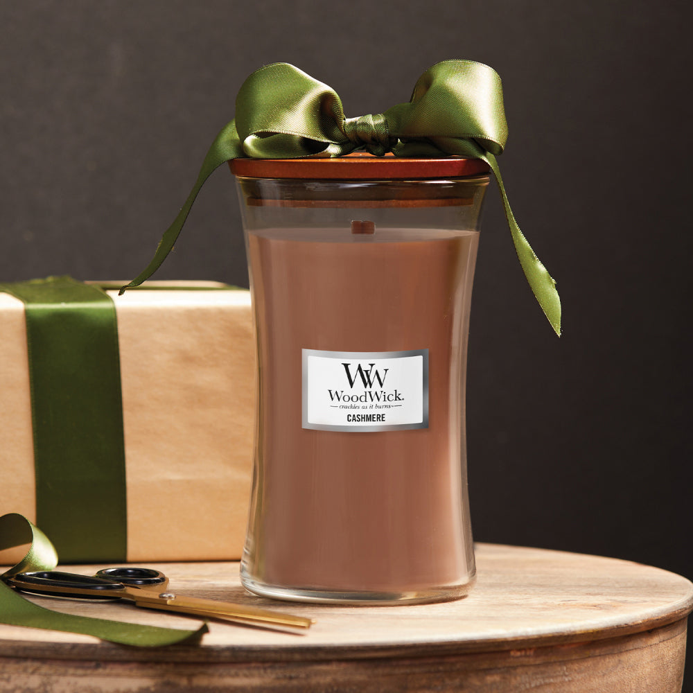 Woodwick Glass Soy Wax Scented Candle w/Lid Fragrance Cashmere — image 7