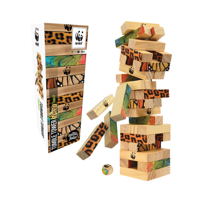 WWF Tropical Tumble Tower Kids/Children Fun Play Wooden Blocks Stacking Toy 3y+