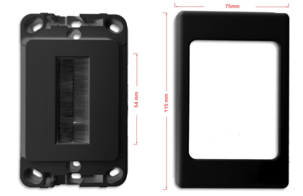 Xcessories Wall Plate Wallplate W/Brush Outlet Cover Management Cable Tidy Organiser Black — image 2