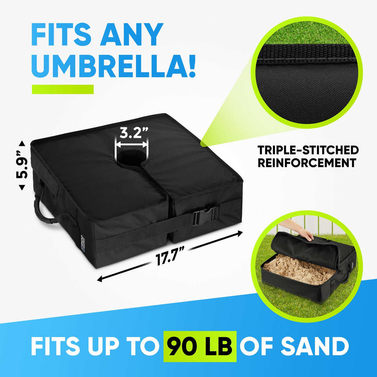 Rhino Basemate Slot Opening Umbrella Weighted Sandbag Support Base 18" Black — image 8