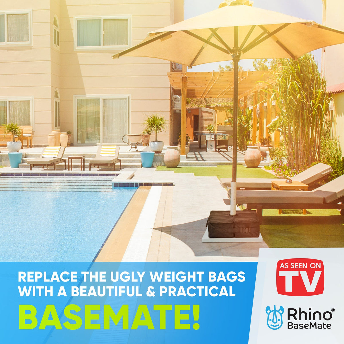 Rhino Basemate Slot Opening Umbrella Weighted Sandbag Support Base 18" Black — image 6