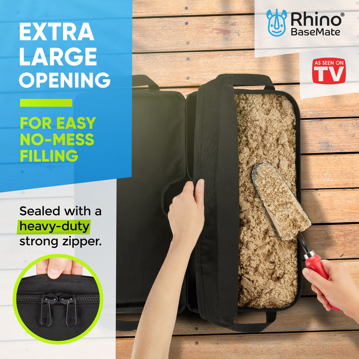 Rhino Detachable Square Outdoor Umbrella Base Weight 900D Rip Stop 18" - Black — image 3