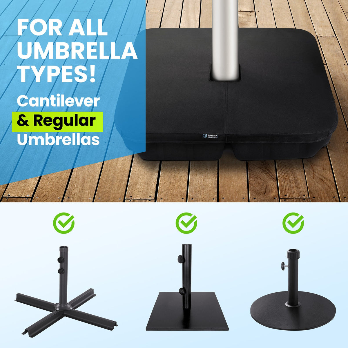 Rhino EVA Stand Base Weight Square Holder For 90kg Cantilever Umbrella Black — image 6