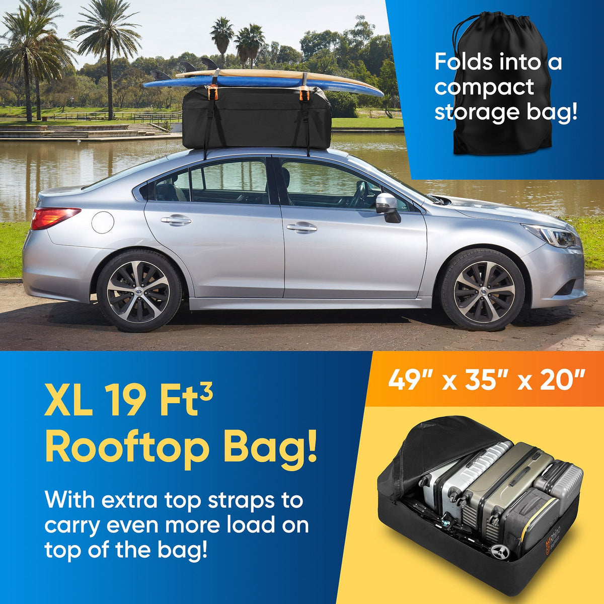 Rhino Bagmate 540L Military Grade Multipurpose Waterproof Car Roof Bag Black — image 3