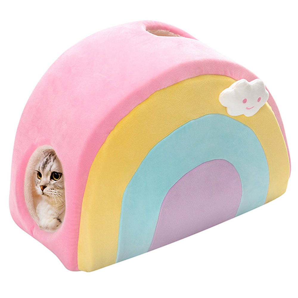 All Fur You Rainbow Kitten/Cat Kennel Warm Cave House Sleeping Bed Cushion Pink — image 2