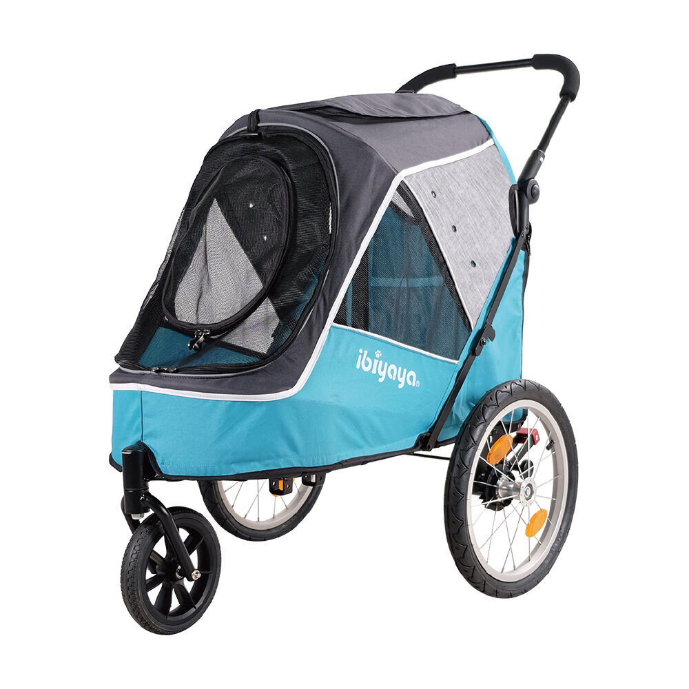 Ibiyaya Blue Happy Pet Trailer/Jogger/Carrier 2.0 w/Bicycle Tow Attachment