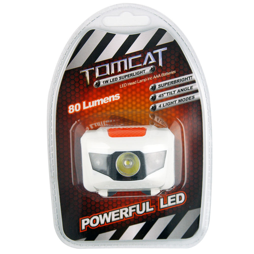 Tomcat 1W LED Head Lamp/Light Flashlight Camping Headlamp w/ AAA Batteries White — image 2