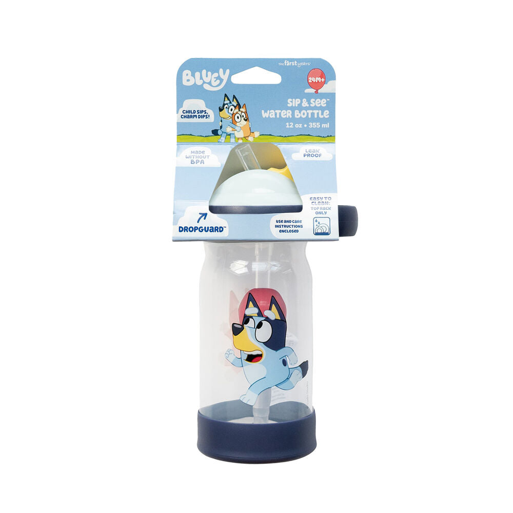 The First Years 355ml 2y+ Bluey Sip & See Water Bottle w/DropGuard