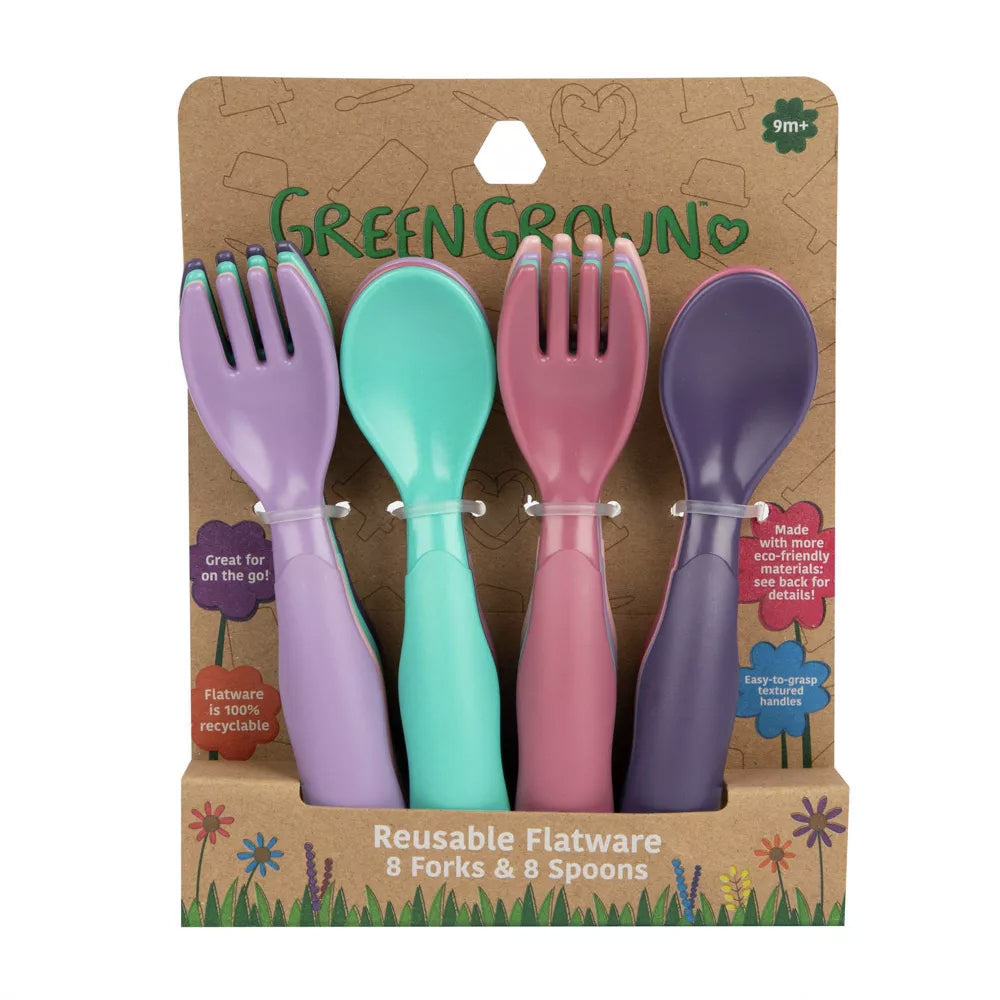 Green Grown Reusable Flatware Fork & Spoon Toddler/Baby Set 9m+ Assorted (16 Pieces) — image 4