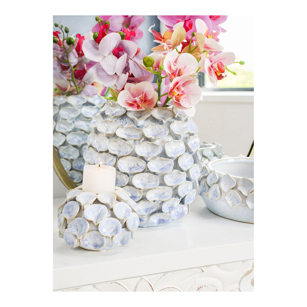 LVD Ceramic 11cm Pillar/Tealight Candle Holder Succulent Lagoon Home Decor Blue — image 2