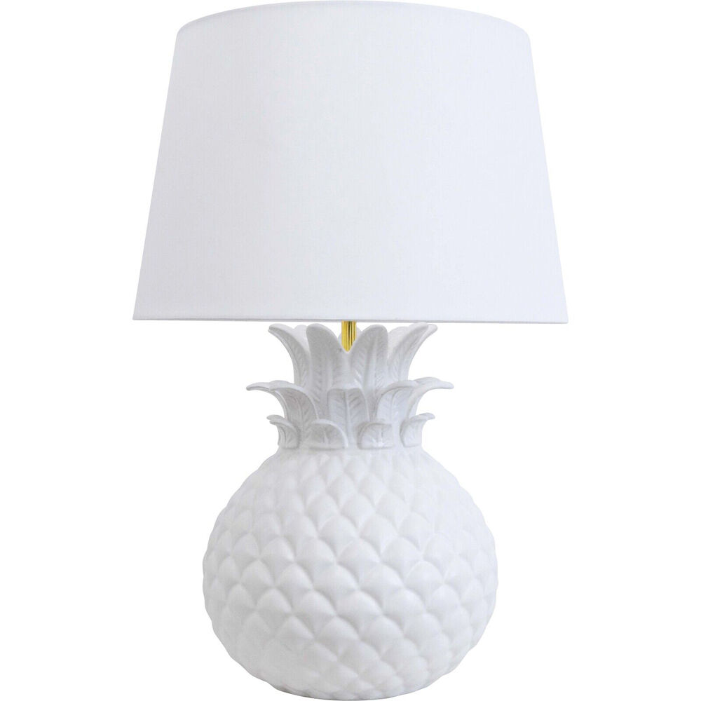 LVD 35x70cm White Ceramic/Cotton Tropical Pineapple Bedroom Lamp Squat — image 2
