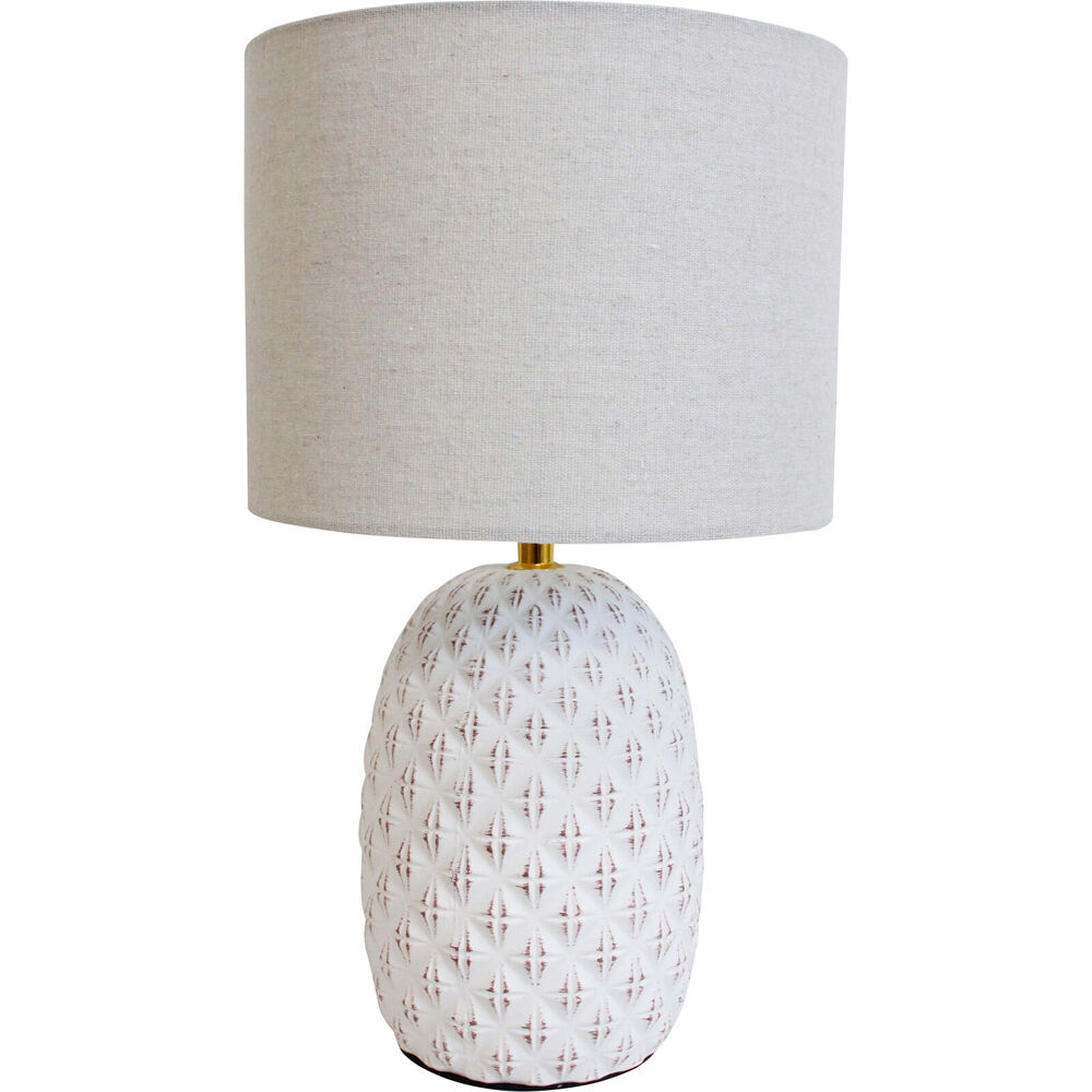 LVD Artichoke Lamp E27 Bulb w/ Linen Shade Night Light Bedside Decor 41cm WHT — image 2