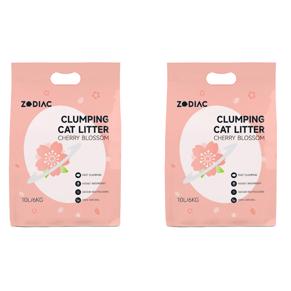 Zodiac 10L/6kg Clump Bentonite Clay Pet Cat Litter Absorbent Cherry Blossom (2 Pack)